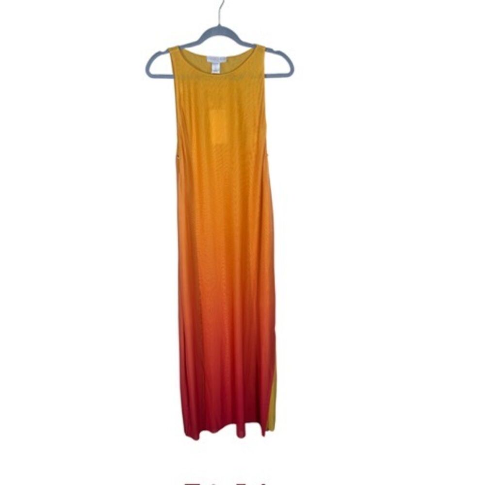 Caroline Constas Yellow and Orange Ombré  Resort Wear Maxi Cover Up Size L